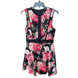 Disney Princess women’s sleeveless floral dress embroidery detail MED black pink